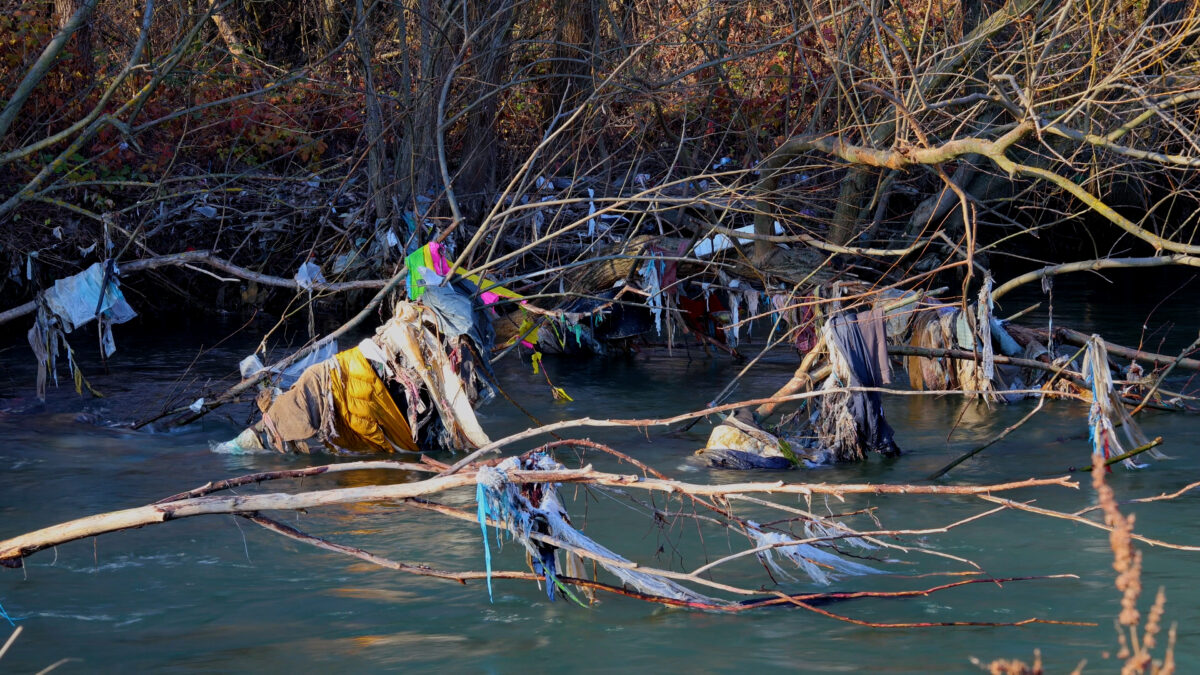 Vardar River in Tetovo region littered with textile and plastic waste